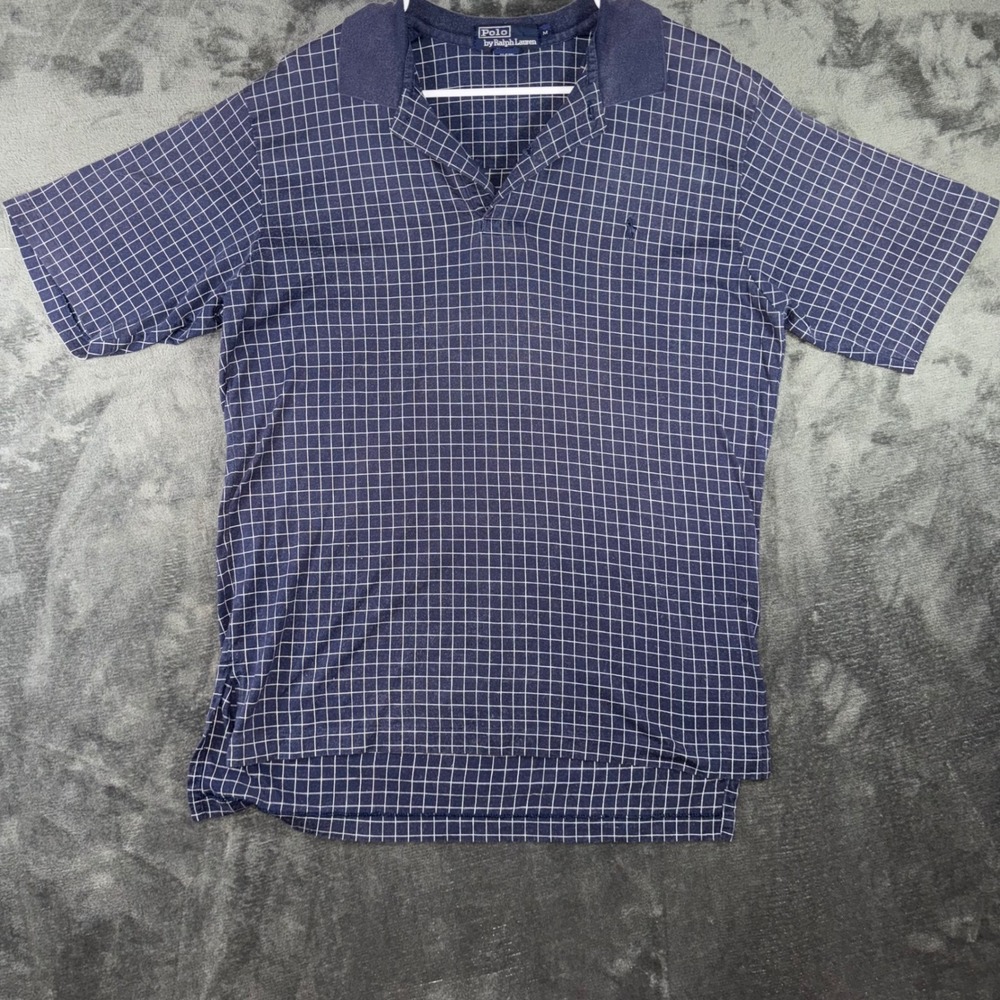 Mens Medium Vintage Polo Ralph Lauren Polo Shirt Excellent Grid Short Sleeve